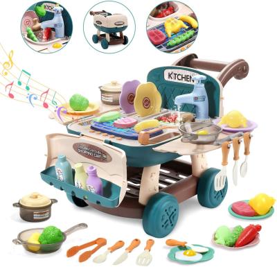 China Play Kitchen Mini Shopping Cart Toy With Music And Light Color Changing Pretend Play S02992 for sale