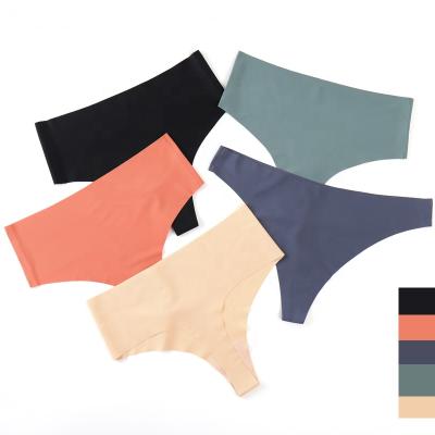 China Antibacterial drop shipping mid waist underwear women high cut breathable thong panties ladies seamless panties women's thong panties for sale