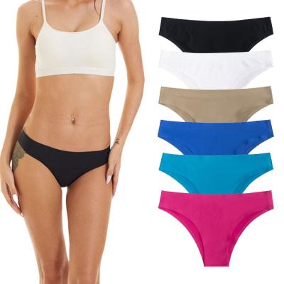 China Wholesale Breathable Plus Size Underwear Women Thong Briefs Solid Color Invisible Brazilian Panties for sale