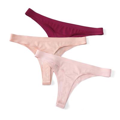 China Women Inner Thongs Women Spandex Ropa Traceless G-String Thong Tanga Para Mujer T Back Antibacterial Sexy Underwear for sale