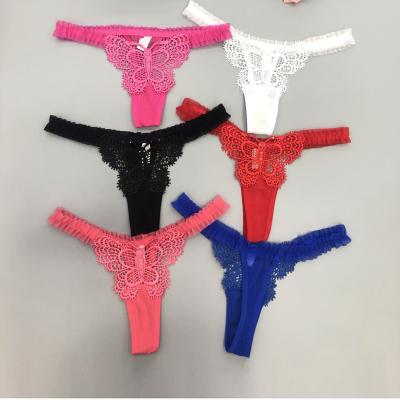 China Antibacterial wholesale sexy thong female panties embroidery lace thongs pearl G-string underwear for woman for sale