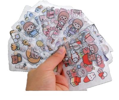 China Book Decoration 100 Piece Kawaii Cartoon Girls Pets Dogs Cats PET Sticker Notebook Gift Box Girl Transparent Waterproof Stickers for sale