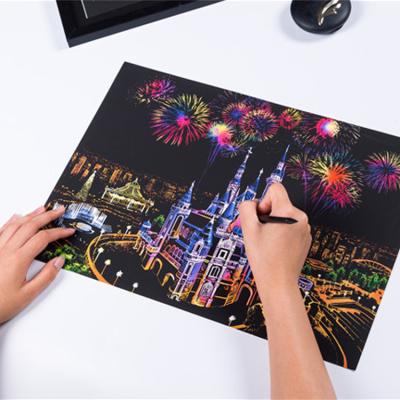 China Europe City Series City Night Landscape Painting Colorful Scratch Art Paper Around The World Creative Birthday Gift for sale