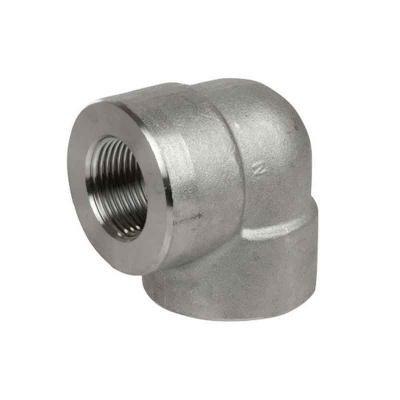 China High Pressure Stainless Steel DN40 1 1/2 Inch 316L 3000# Threaded 90 Degree Elbow for sale