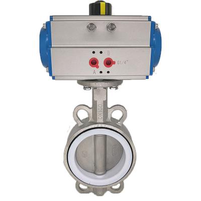 China General stainless steel penumatic actuator operated PTFE seat wafer butterfly valve for sale