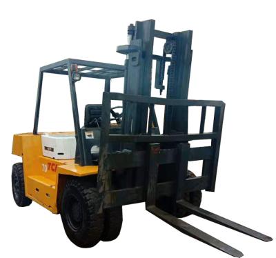 China Construction worksÂ   original used 7 ton forklift TCM FD70Z7 Japanese brand with low positioner side post cheap price for sale