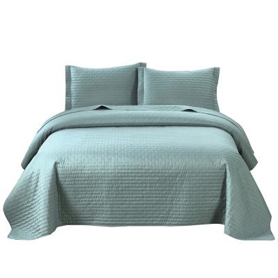 China Wholesale Single Solid Comforter Sets 100% Polyester Summer Quilt Lake Green Bedspreads for sale