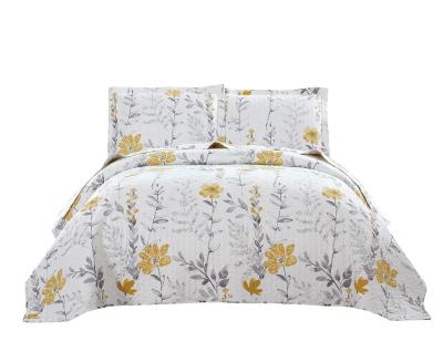 China Plain Spring Theme Ultrasonic Floral Comforter Sets 100% Summer Quilt Microfiber Flowers Yellow Cheap Bedspreads for sale