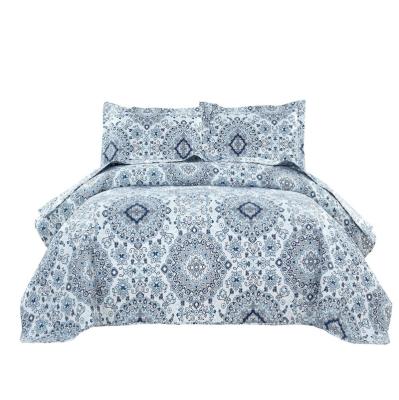 China Single Wholesale Blue Comforter Sets 100% Microfiber Paisley Bedspread Sets for sale