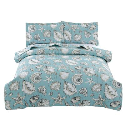 China Simple Ocean Theme Comforter Sets Cheap Summer Comforter Microfiber Bedspreads Shell Quilt Blue for sale