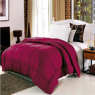 China Wholesale Home Solid 100% Microfiber Comforter Square Quilting Burgundy Plaid Comforter Duvet for sale