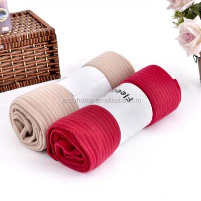 China Solid 100% Polyester RIB Stripe Fleece Blanket Disposable for sale