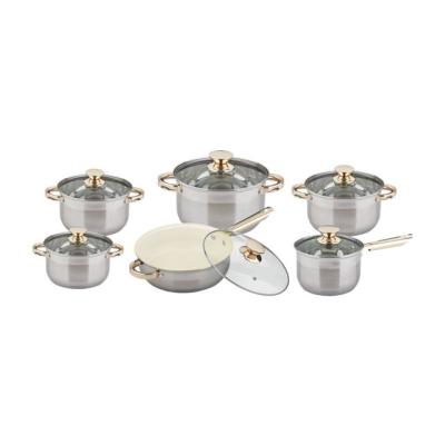 China Hot Selling Best Selling Kitchen Sustainable Cookware Food Pot Sets Cookware 304 Stainless Steel OEM Packing Double Handle Cooking Sets for sale