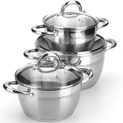 China Sustainable 6 Pcs Stainless Steel Cookingware Sets Casserole Kitchenware Ollas Cookware Sets Cooking Pot Set for sale