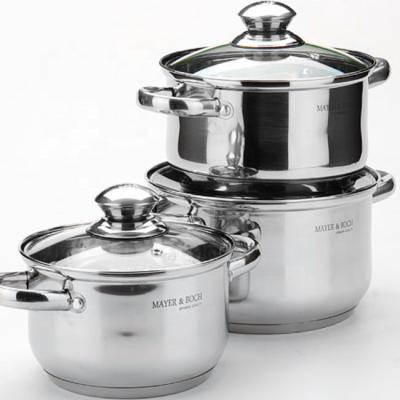 China Sustainable 6 Pcs Stainless Steel Cookingware Sets Casserole Kitchenware Ollas Cookware Sets Cooking Pot Set for sale