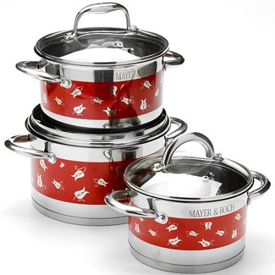 China Sustainable 6 Pcs Stainless Steel Cookingware Sets Casserole Kitchenware Ollas Cookware Sets Cooking Pot Set for sale