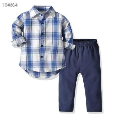 China New children's plaid shirt summer dress Korean comfortable 2019 cotton suits a casual generation boy border suit for sale