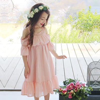 China Korean Sleeveless Skirt And Shoulder Sling Age Grade Version Girl Casual Dress Age 4-15 for sale