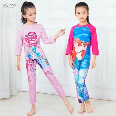 China Anti-UV Long Sleeve Swimsuit Cotton Anti-UV Children's Cartoon One Piece Swimsuit 104227 for sale