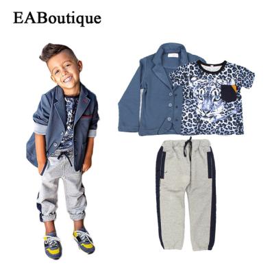 China 2017 Breathable Boys Clothing Kids Set Winter Jackets With Leopard T-shirt And Casual Pants for sale