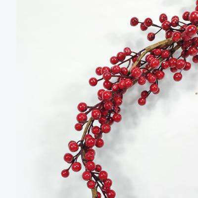 China Red Fabric 30%/plastic 50%/lighting 20% ​​Christmas Tree Fruitattractive Design Holiday Berry Fruit Picks Artificial Fruit Branch For Decoration for sale