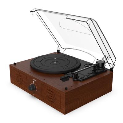 China Retro Design Portable Built-in Rechargeable Classic Wooden Radio BT Speaker Vintage Stereo Speaker Record Player for sale