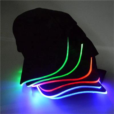 China 2020 Factory Sale 5-Panel Hip Hop Hat Led Light Up Fiber Optic LED Hat Baseball Cap Luminous Glowing for sale