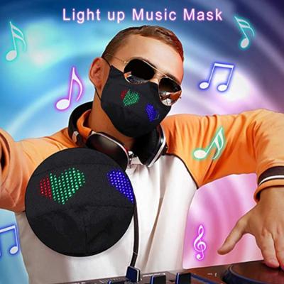 China Party Mask Led App Tooth Blue Programmable Texts Black Luminous Cotton Cloth Mask for sale