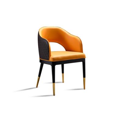 China Minimalist orange lightweight luxury dining chairs, modern internet celebrity high-end restaurants, leisure home mahjong chairs for sale