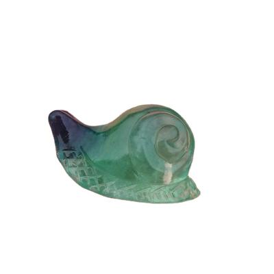 China Feng Shui Wholesale Natural Fluorite Snail Carving Crystal Ornament Fluorspar Pendant For Gift for sale