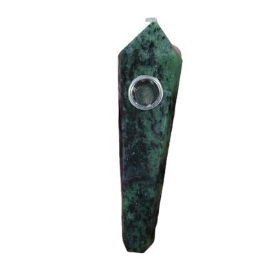 China Feng Shui Wholesale Natural Green Ruby Zoisite Tobacco Pipe Crystal Magic Wand Epidote Smoking Pipe For Sale for sale