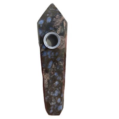 China Feng Shui Wholesale Natural Glaucophane Smoking Pipe Shiny Blue Crystal Wand Tobacco Pipe For Sale for sale