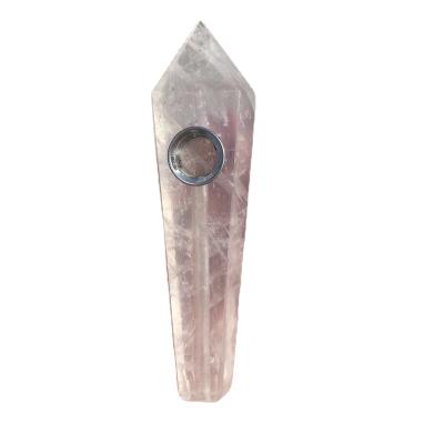 China Feng Shui New Arrival Natural Gem Tobacco White Crystal Clear Wand Clear Quartz Smoking Pipe For Sale for sale