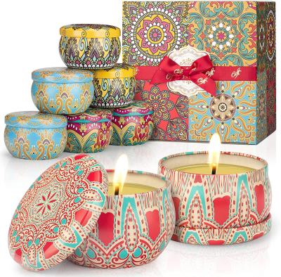 China Birthdays Customized New Style Set Metal Ethnic Soy Wax Tinplate Scented Candle for sale