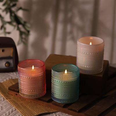 China Creative Birthdays Custom Scented Candles Scented Candles Soy Wax Glass Embossed Romantic Scented Candles for sale