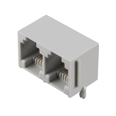 China Ethernet Interface Factory Price 1x2 Port 6p4c RJ11 Jack Tab UP 90 Degree Without LED RJ11 Connector for sale