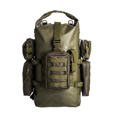 China Large Capacity 40L PVC 500D Army Green Dry Bag Waterproof Military Tactical Wet Backpack Rucksack Wet Bags For Men for sale