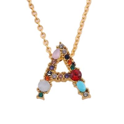 China Europe and America English Letter Fashion Diamond Korean Personalized Pendant Necklace Set Artificial Zircon for sale