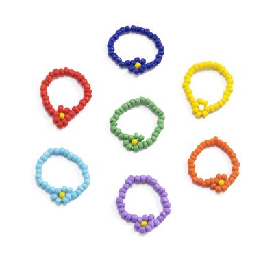 China Bright Colors Multiple Colored Finger Rings With Flower Design Finger Rings For Female for sale