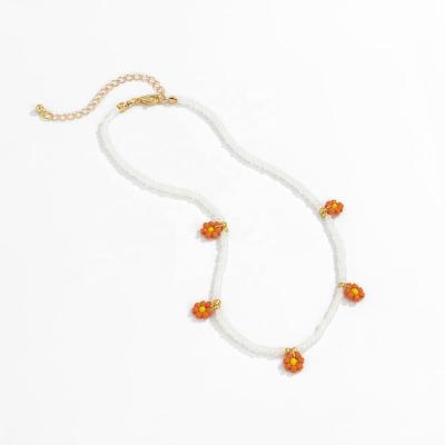 China TRENDY Orange Sunflower Stainless Steel Necklace Year Initial Necklace For Women Dressing for sale