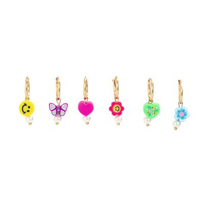 China Other Unique Cute Smiling Face Earrings Rainbow Colored Earrings Cartilage Earrings for sale