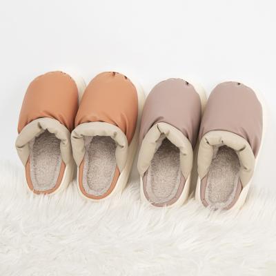 China New PU Cotton Amazon Plush Slippers Flip Flops Wholesale Korean Indoor Female Hairy Slippers Anti-slippery Home Slippers for sale