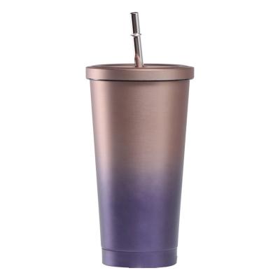 China Wholesale Portable Stainless Steel Straw Color Straw Cup Viable Creative Progressive Thermos Cup Car Cup for sale