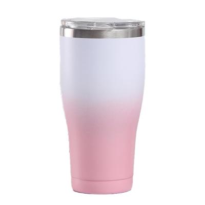 China Sustainable Gradient Color Wide Mouth Double Wall Insulated Travel Mug With Lid for sale