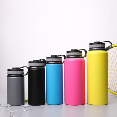 China PORTABLE Smooth Rubber Lid Portable Vacuum Insulated Stainless Steel Water Bottle for sale