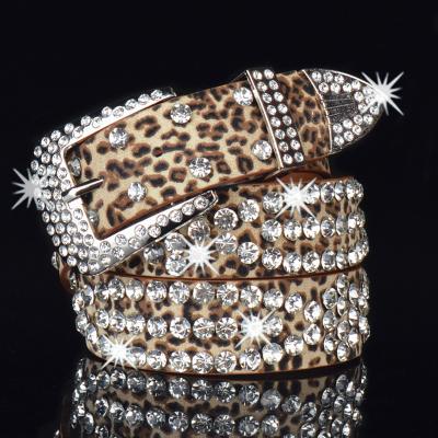 China Famous Designer Bling Bling Diamond Studded Men Belts Brand New Design PU+Elastic Crystal Rhinestone Studded Leather Belt for sale