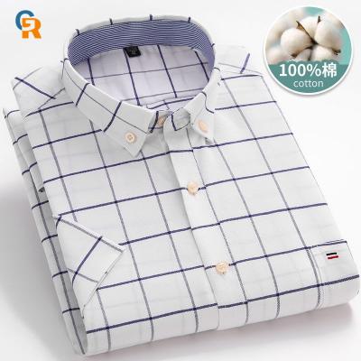 China Anti-pilling New Short Sleeve Shirt Designs Striped Plaid Casual Cross Shirt Custom Made for sale