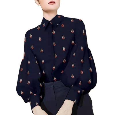 China Anti-pilling New Ladies Full Autumn Slim Shirts Fashion Lantern Sheath Long Sleeves Women's Chiffon Shirts Tops for sale