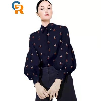 China Autumn Korean New Version Korean Slim Shirt Autumn Women's Long Sleeve Chiffon Shirt Tops Lantern Anti-pilling New Version for sale