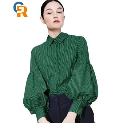 China Autumn Office Style Women Floral Lantern Sleeve Chiffon Blouse Ladies Top Anti-pilling Spring Fashion Print Ladies Blouse for sale